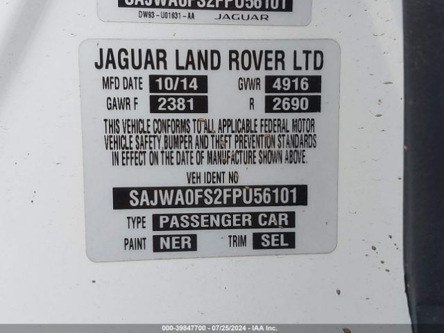 Photo 8 VIN: SAJWA0FS2FPU56101 - JAGUAR XF 