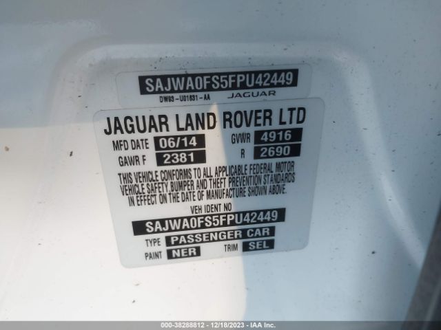 Photo 8 VIN: SAJWA0FS5FPU42449 - JAGUAR XF 