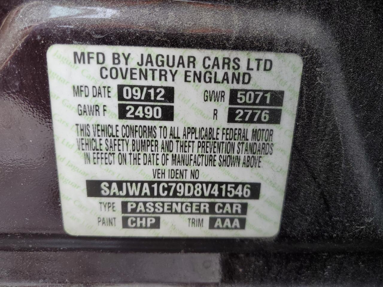 Photo 11 VIN: SAJWA1C79D8V41546 - JAGUAR XJ 