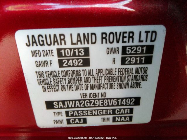 Photo 8 VIN: SAJWA2GZ9E8V61492 - JAGUAR XJ 