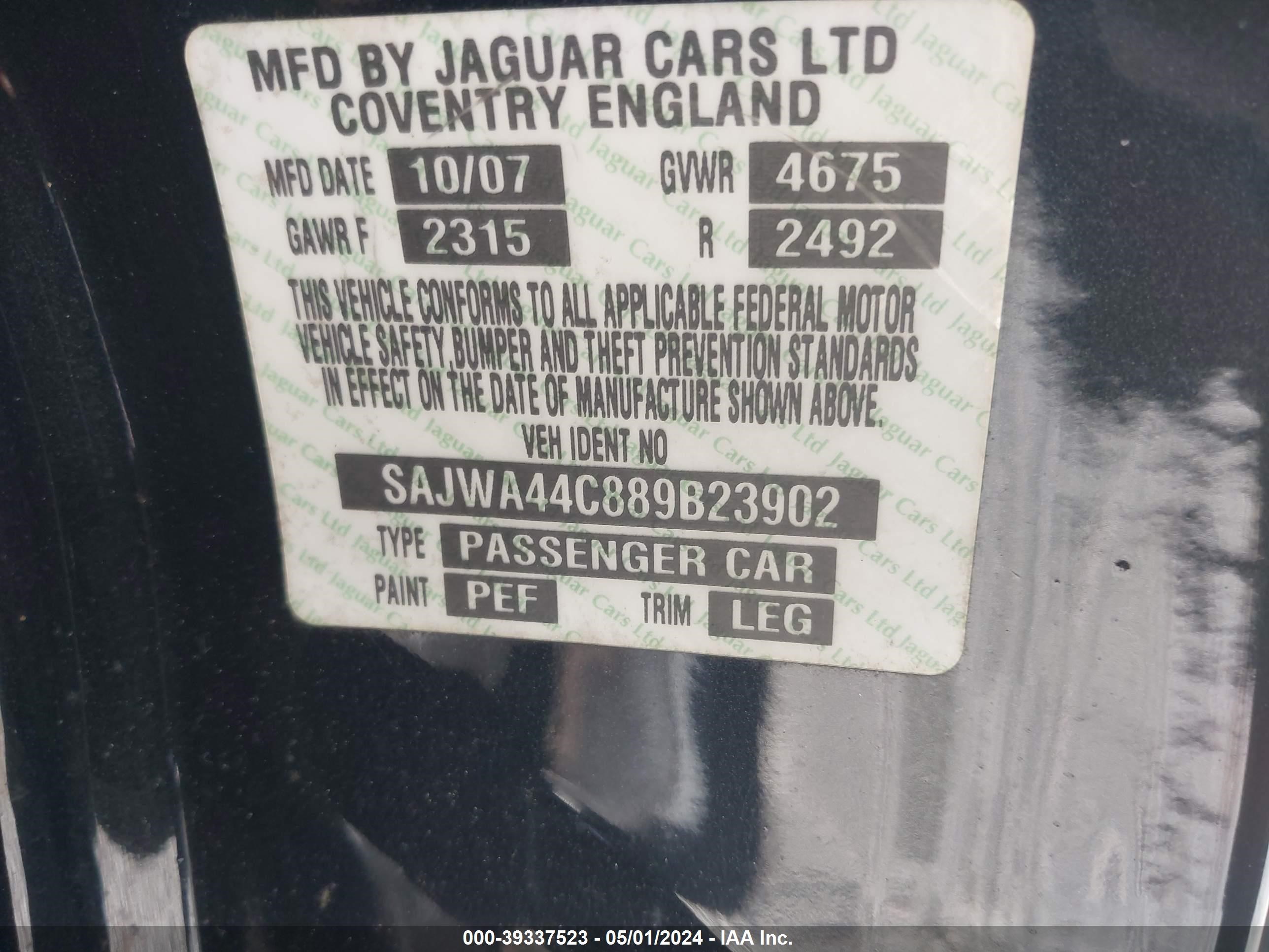 Photo 8 VIN: SAJWA44C889B23902 - JAGUAR XKR 