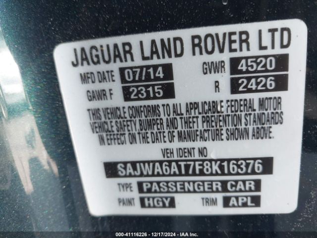 Photo 8 VIN: SAJWA6AT7F8K16376 - JAGUAR F-TYPE 