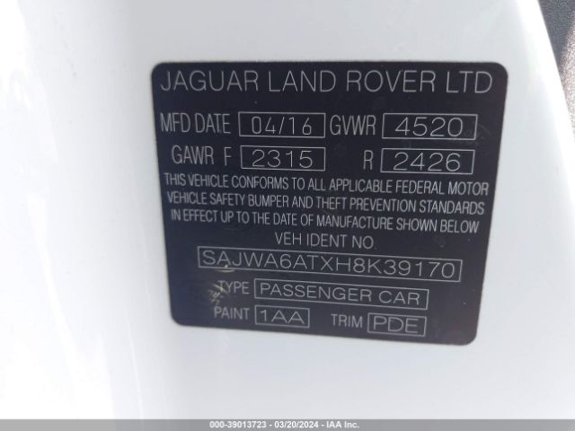 Photo 8 VIN: SAJWA6ATXH8K39170 - JAGUAR F-TYPE 