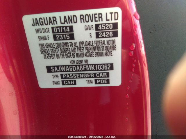 Photo 8 VIN: SAJWA6DA8FMK10362 - JAGUAR F-TYPE 