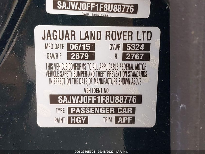 Photo 8 VIN: SAJWJ0FF1F8U88776 - JAGUAR XF 