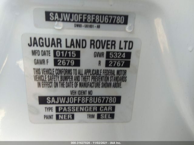 Photo 8 VIN: SAJWJ0FF8F8U67780 - JAGUAR XF 