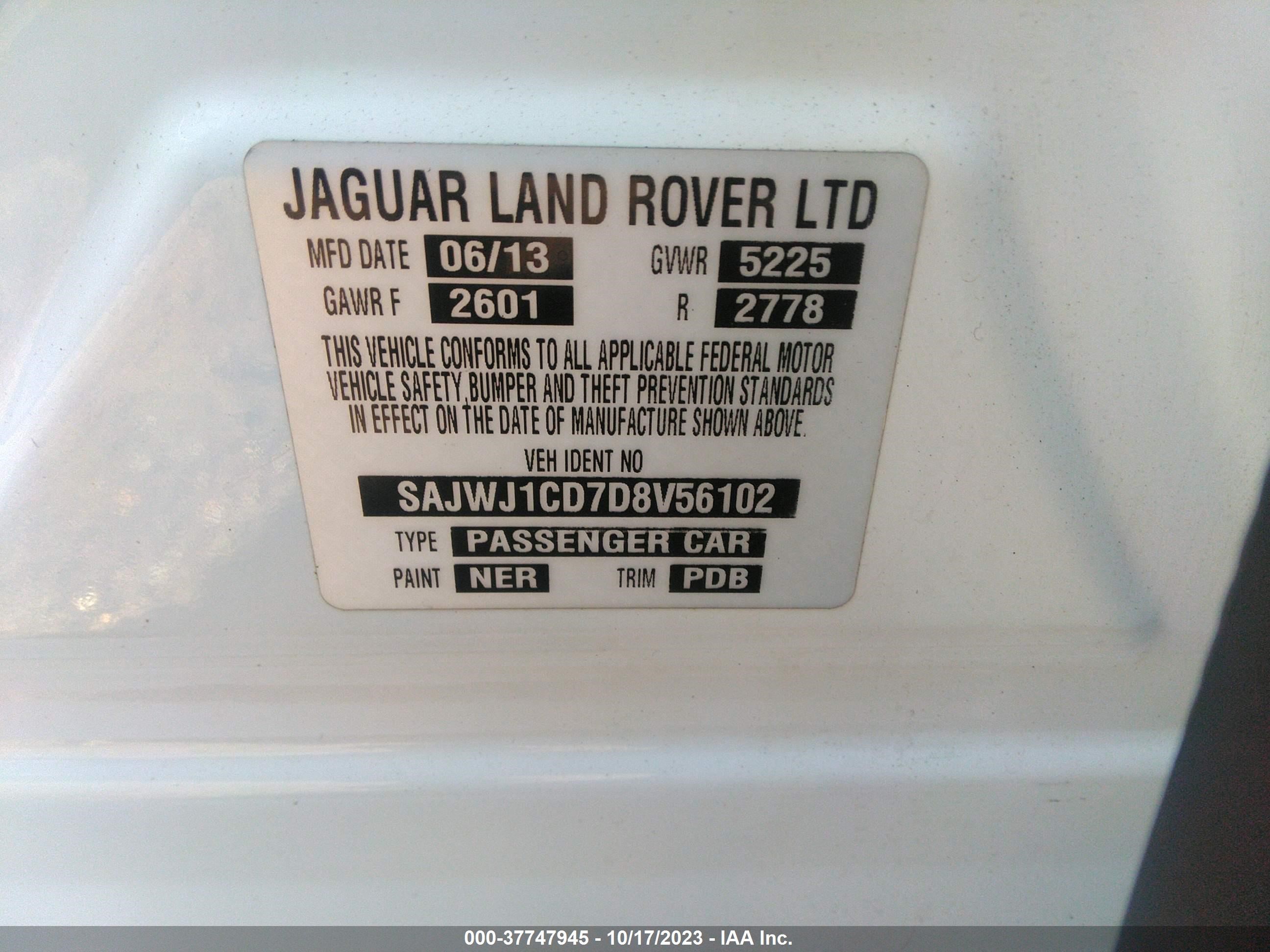 Photo 8 VIN: SAJWJ1CD7D8V56102 - JAGUAR XJ 