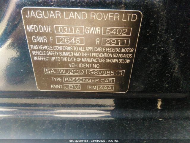 Photo 8 VIN: SAJWJ2GD1G8V98513 - JAGUAR XJ 