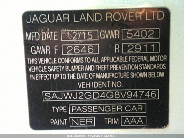 Photo 8 VIN: SAJWJ2GD4G8V94746 - JAGUAR XJ 