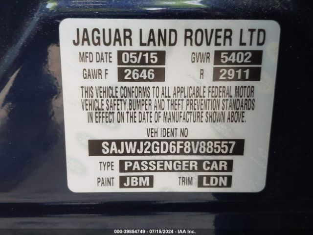 Photo 8 VIN: SAJWJ2GD6F8V88557 - JAGUAR XJ 