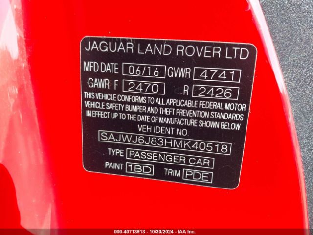 Photo 8 VIN: SAJWJ6J83HMK40518 - JAGUAR F-TYPE 