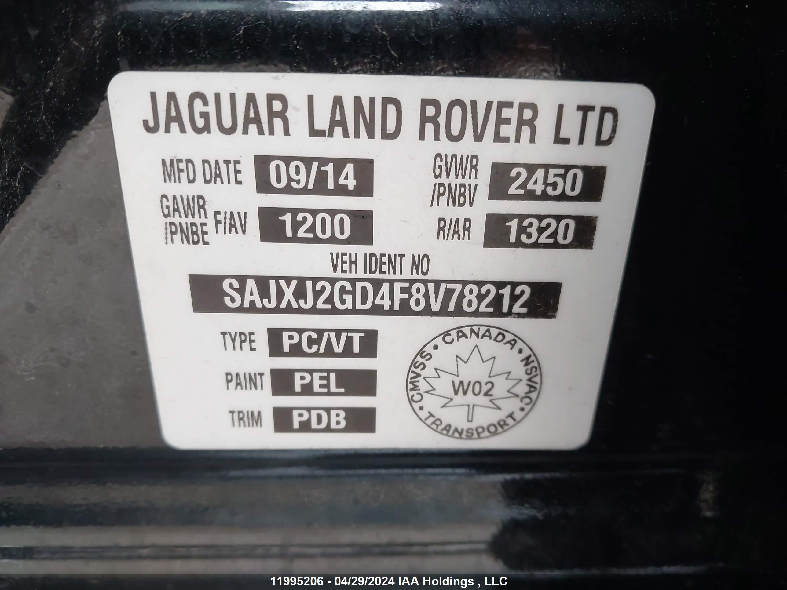 Photo 8 VIN: SAJXJ2GD4F8V78212 - JAGUAR XJ 