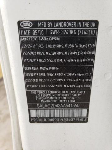 Photo 11 VIN: SALAG2D42AA541550 - LAND ROVER LR4 HSE 