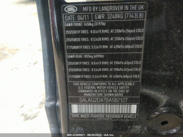 Photo 8 VIN: SALAG2D47BA582127 - LAND ROVER LR4 