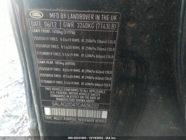 Photo 8 VIN: SALAG2D47CA636222 - LAND ROVER LR4 