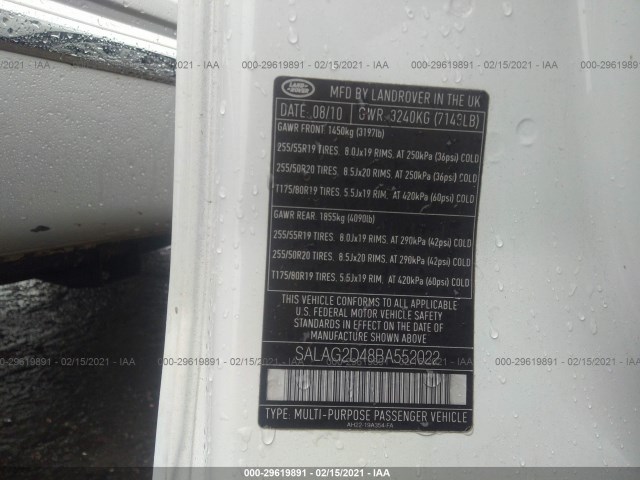 Photo 8 VIN: SALAG2D48BA552022 - LAND ROVER LR4 