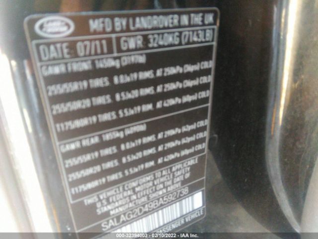 Photo 8 VIN: SALAG2D49BA592738 - LAND ROVER LR4 