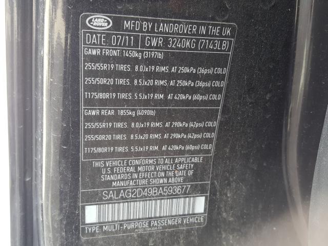 Photo 9 VIN: SALAG2D49BA593677 - LAND ROVER LR4 HSE 