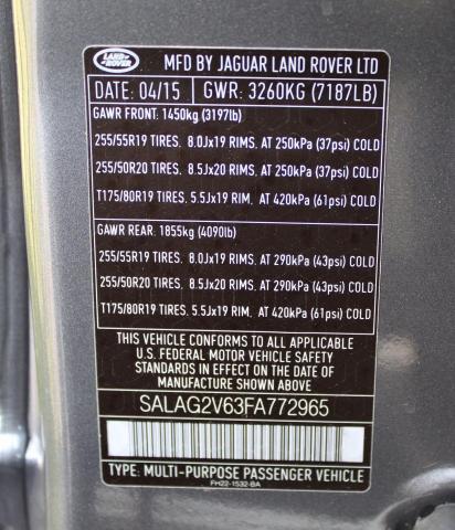 Photo 9 VIN: SALAG2V63FA772965 - LAND ROVER LR4 HSE 