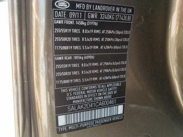 Photo 9 VIN: SALAK2D41CA600461 - LAND ROVER LR4 HSE LU 