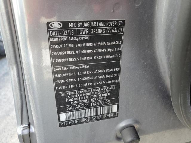 Photo 12 VIN: SALAK2D41DA670026 - LAND ROVER LR4 HSE LU 