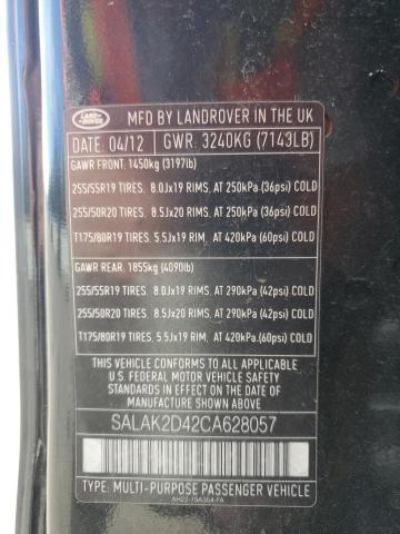 Photo 12 VIN: SALAK2D42CA628057 - LAND ROVER LR4 HSE LU 