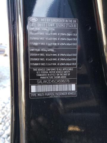 Photo 12 VIN: SALAK2D45CA598276 - LAND ROVER LR4 