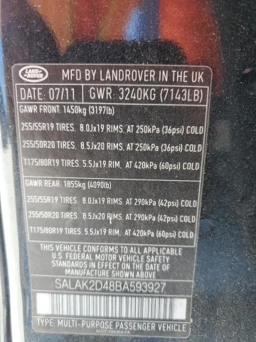 Photo 12 VIN: SALAK2D48BA593927 - LAND-ROVER LR4 HSE LU 