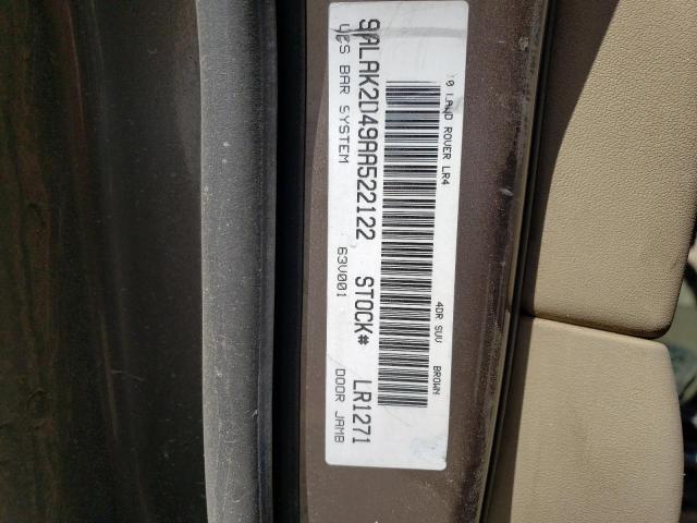 Photo 12 VIN: SALAK2D49AA522122 - LAND ROVER LR4 HSE LU 