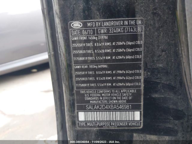 Photo 8 VIN: SALAK2D4XBA546981 - LAND ROVER LR4 