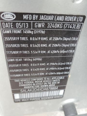 Photo 12 VIN: SALAK2D4XDA678884 - LAND ROVER LR4 HSE LU 