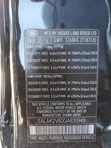 Photo 11 VIN: SALAK2V60GA830949 - LAND ROVER LR4 HSE LU 