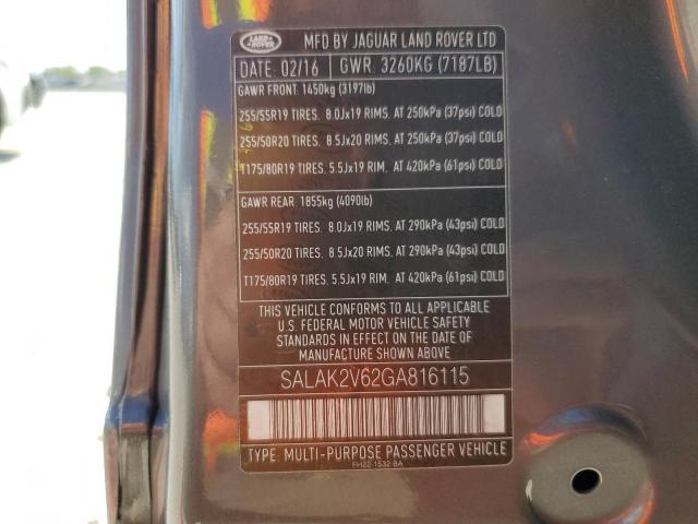 Photo 12 VIN: SALAK2V62GA816115 - LAND ROVER LR4 HSE LU 