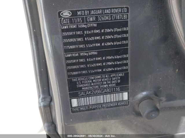 Photo 8 VIN: SALAK2V66GA801116 - LAND ROVER LR4 