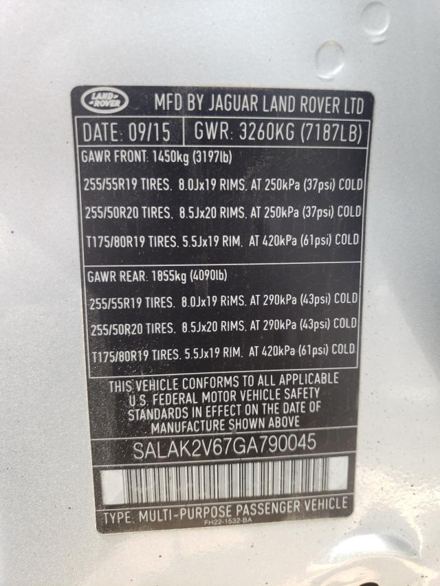 Photo 9 VIN: SALAK2V67GA790045 - LAND ROVER LR4 HSE LU 