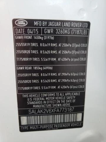 Photo 12 VIN: SALAK2V6XFA773187 - LAND ROVER LR4 HSE LU 