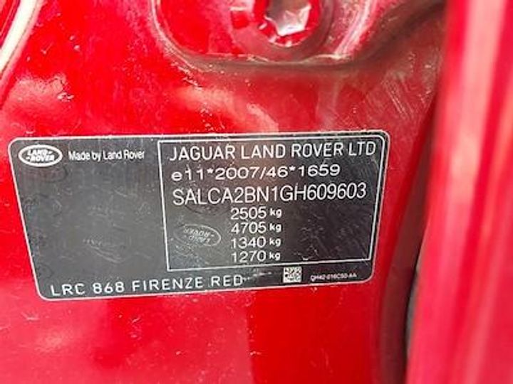 Photo 12 VIN: SALCA2BN1GH609603 - LAND ROVER DISCOVERY SPORT DIESEL 