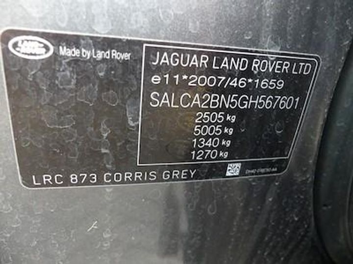 Photo 12 VIN: SALCA2BN5GH567601 - LAND ROVER DISCOVERY SPORT DIESEL 