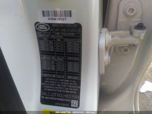 Photo 8 VIN: SALCJ2FX0LH833564 - LAND ROVER DISCOVERY SPORT 