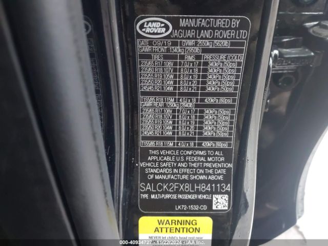 Photo 8 VIN: SALCK2FX8LH841134 - LAND ROVER DISCOVERY SPORT 