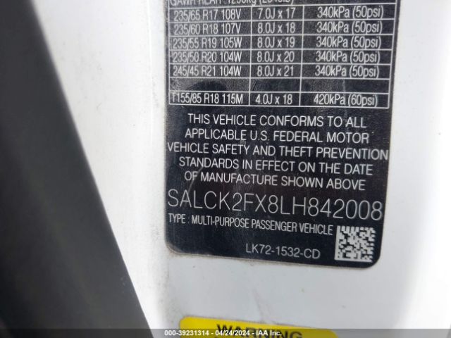 Photo 8 VIN: SALCK2FX8LH842008 - LAND ROVER DISCOVERY SPORT 