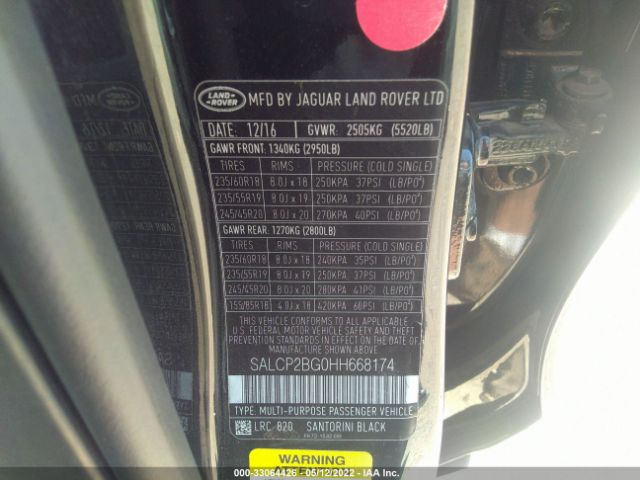 Photo 8 VIN: SALCP2BG0HH668174 - LAND ROVER DISCOVERY SPORT 