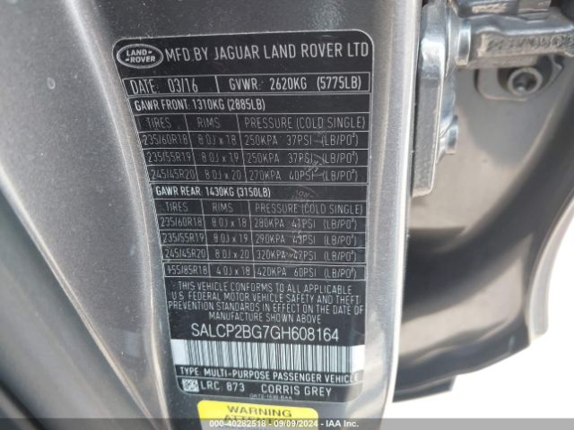 Photo 8 VIN: SALCP2BG7GH608164 - LAND ROVER DISCOVERY SPORT 