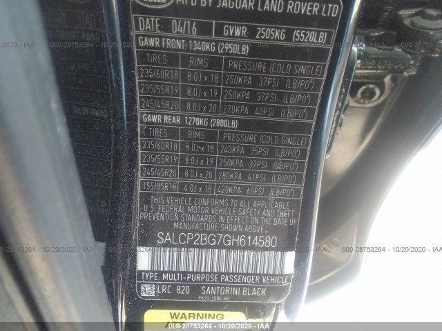 Photo 8 VIN: SALCP2BG7GH614580 - LAND ROVER DISCOVERY SPORT 