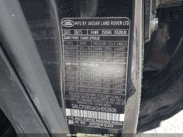 Photo 8 VIN: SALCP2BGXGH553936 - LAND ROVER DISCOVERY SPORT 