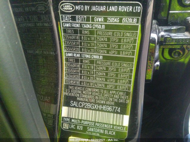 Photo 8 VIN: SALCP2BGXHH696774 - LAND ROVER DISCOVERY SPORT 