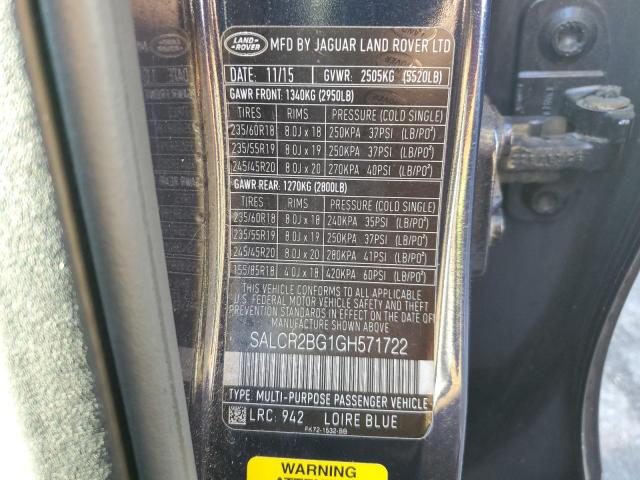 Photo 12 VIN: SALCR2BG1GH571722 - LAND ROVER DISCOVERY 