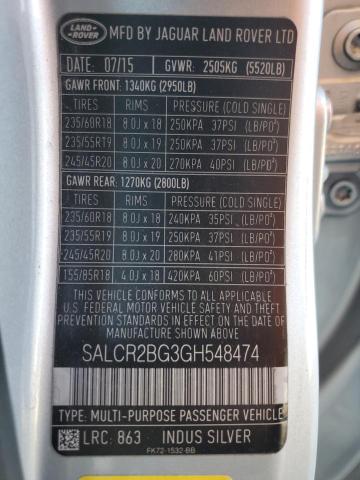 Photo 12 VIN: SALCR2BG3GH548474 - LAND ROVER DISCOVERY 