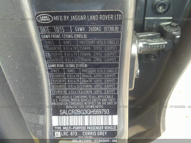 Photo 8 VIN: SALCR2BG3GH569793 - LAND ROVER DISCOVERY SPORT 