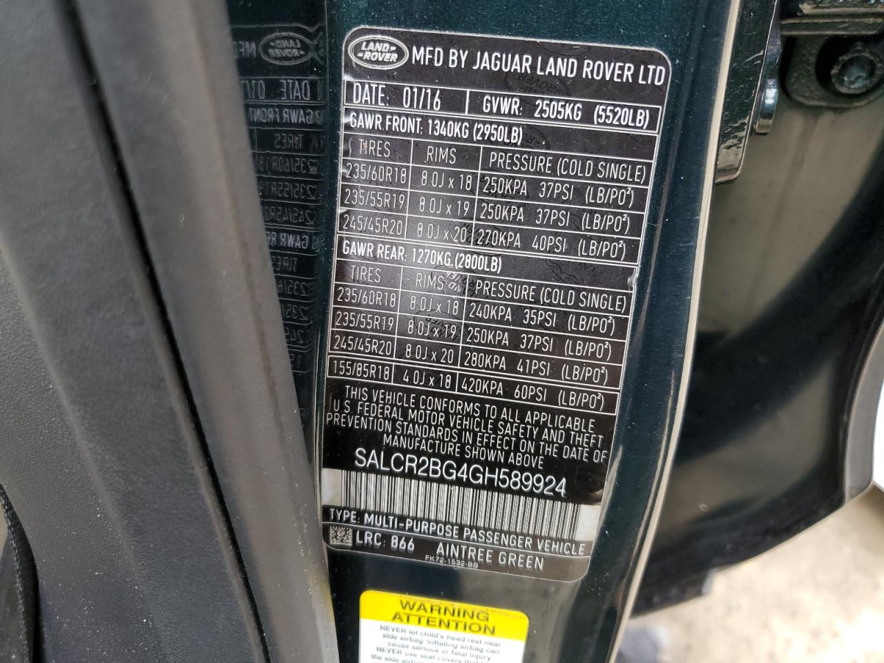 Photo 11 VIN: SALCR2BG4GH589924 - LAND ROVER DISCOVERY 